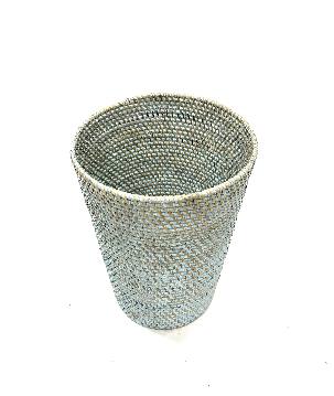 Garbage basket rattan turq.(3854)