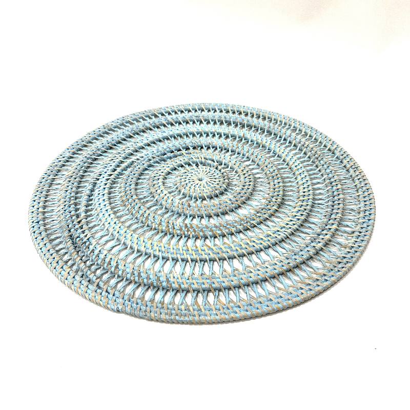 Placemat rattan open blue(3864)