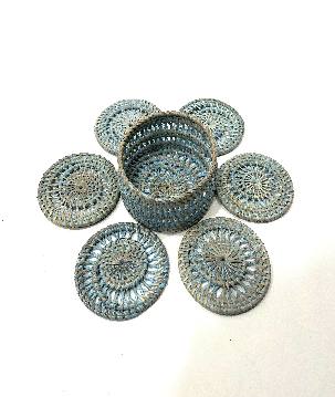 Coasters w.holder S/6 blue(3866)