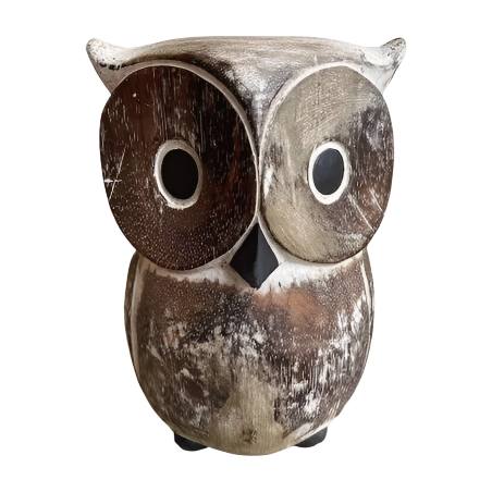 Owl wood  grey H10cm (3937)