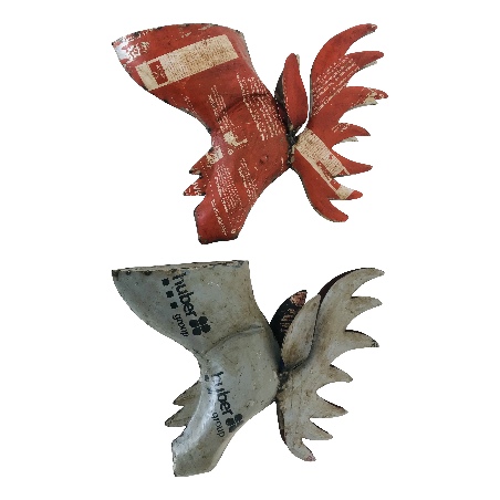 Moose wallhanger 50x60cm red and grey/green colour (7977)