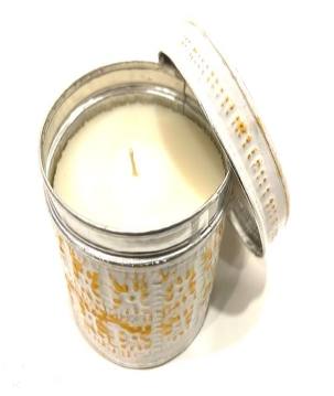 Can with candle wh/gold (80003)