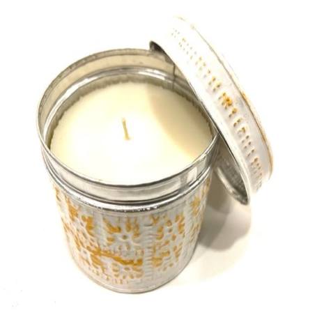 Can with candle wh/gold (80003)