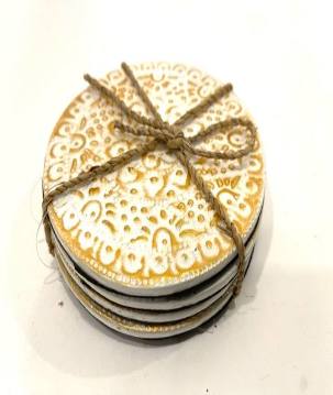 Coaster alu S/4 wh/gold (800087)