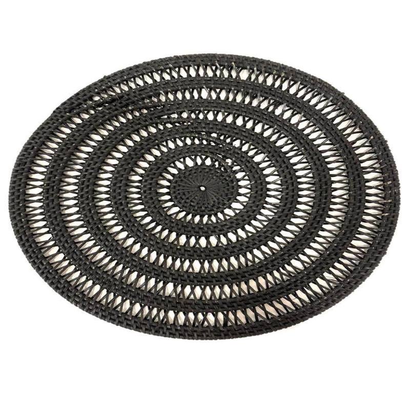 Placemat rattan open black (80063)