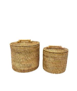 Storage pot rattan L (80066)