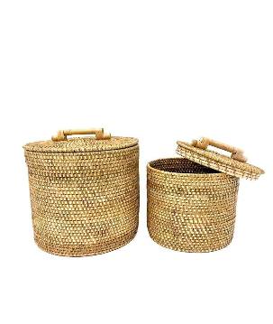 Storage pot rattan L (80066)