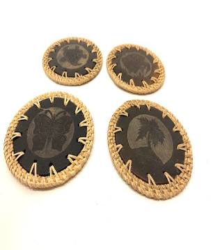 Coaster black/rattan ass.S/4(80114)