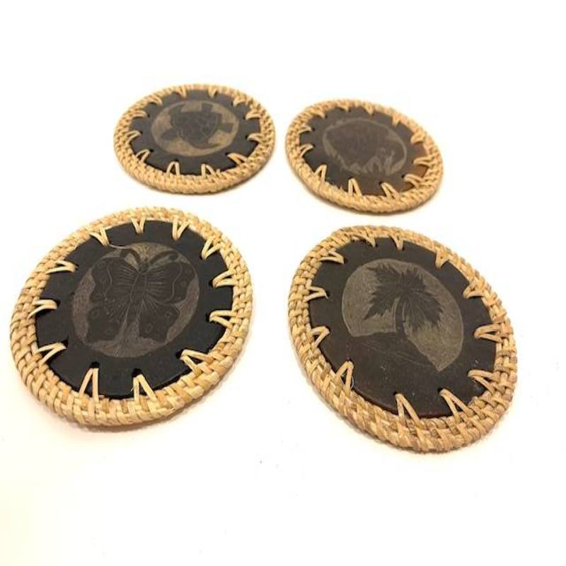 Coaster black/rattan S/4(80114)