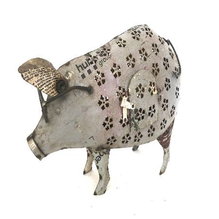 Iron pig w. glasses 50x17 H40cm (5347)