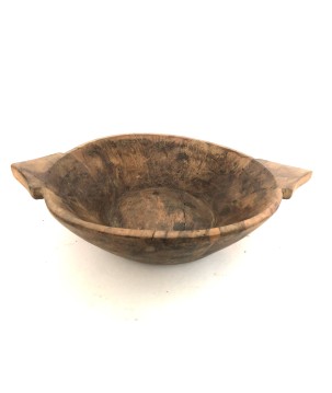 Oude houten schildpadkom Groot (7810)
