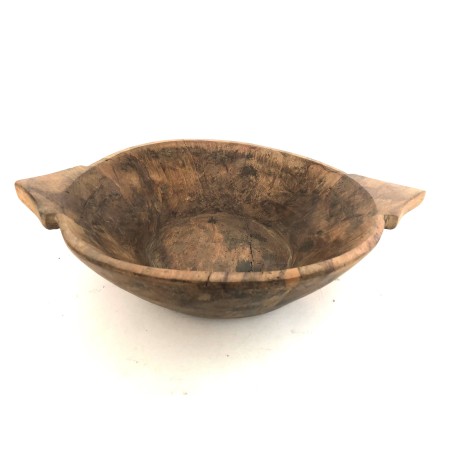 Oude houten schildpadkom Groot (7810)