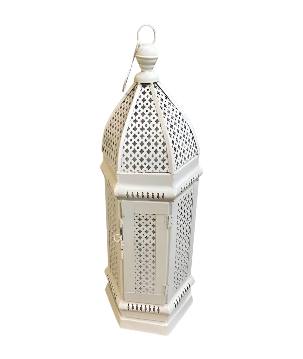 Lantern India white H60cm(80403)