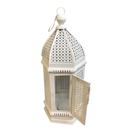 Lantern India white H60cm(80403)