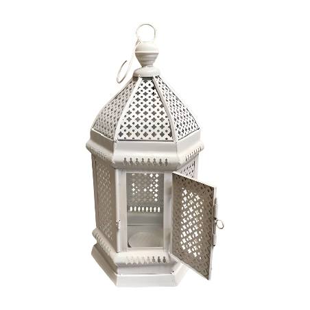 Lantern India white H52cm(80404)