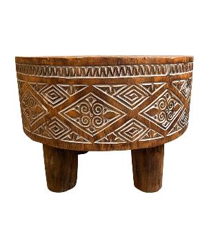 Round table carved D60H35cm(80406)