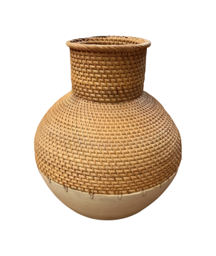 Vase rattan/wood wit H48cm (80381)