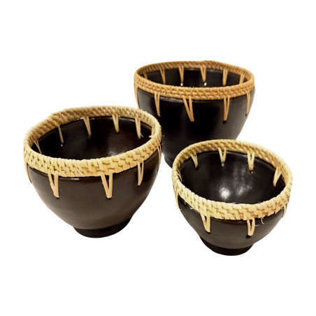 Bowl  S/3 ceramic black  (80111)