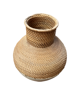 Vase rattan/wood wit H48cm (80381)