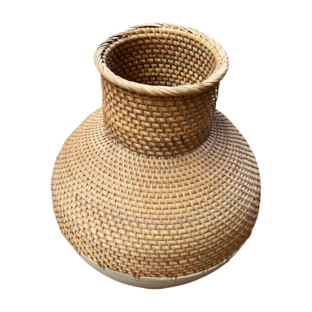 Vase rattan/wood wit H48cm (80381)