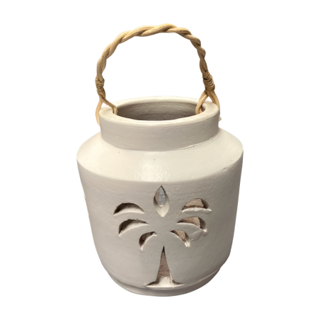 Lantern Palm white M H20cm (80221)