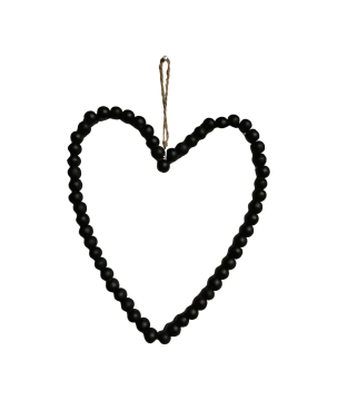 Heart beads black 40x35cm(80563)
