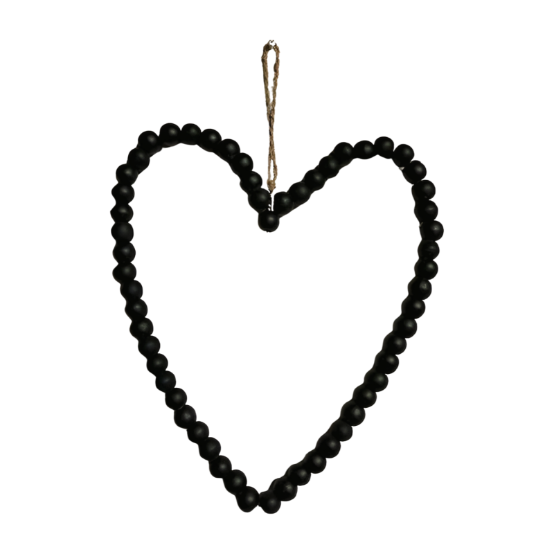 Heart beads black 40x35cm(80563)