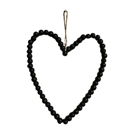 Heart beads black 40x35cm(80563)