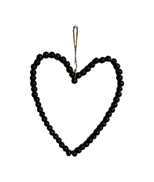 Heart beads black 40x35cm(80563)