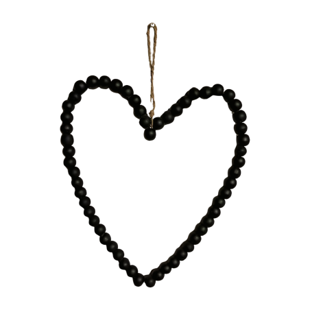 Heart beads black 40x35cm(80563)