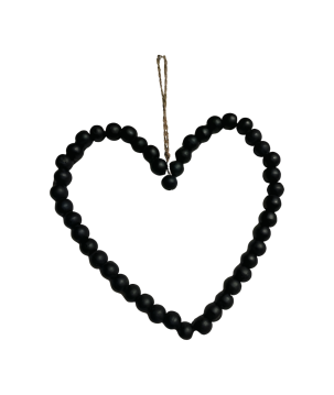 Heart beads black 25x35cm (80560)