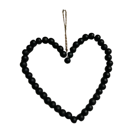 Heart beads black 25x35cm (80560)