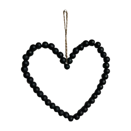Heart beads black (80560)