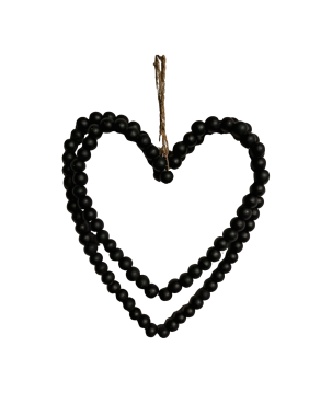 Heart beads black 25x35cm (80560)