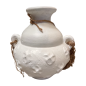 Vase white 2-ears rope H23cm(80458)