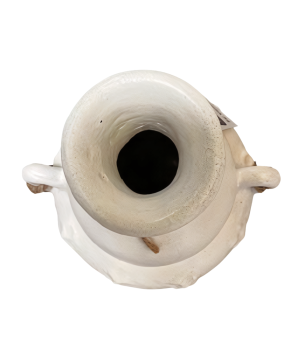 Vase white 2-ears rope H23cm(80458)