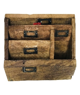 Wooden organizer raw wood(5476) 34x13H25cm