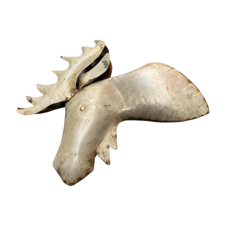 Moose wallhanger 50x60cm red and grey/green colour (7977)