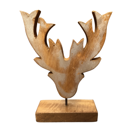 Reindeer head on stand recycled wood(5649)