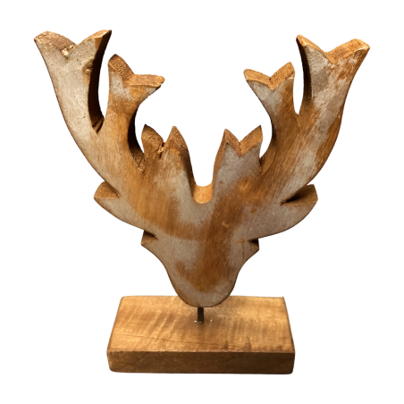 Reindeer head on stand recycled wood(5649)