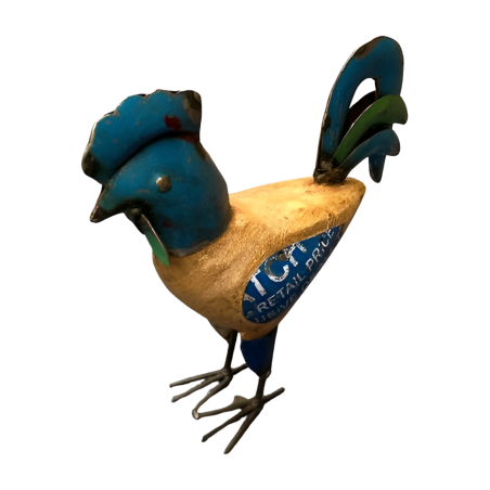 Rooster wood with iron H22cm(5659)
