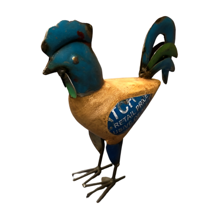 Rooster wood with iron H22cm(5659)