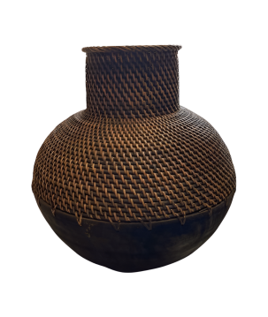 Vase rattan/wood bruin H48cm (80064)