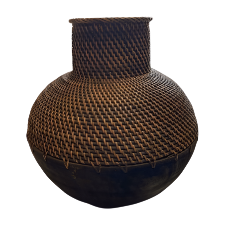 Vase rattan/wood bruin H48cm (80064)