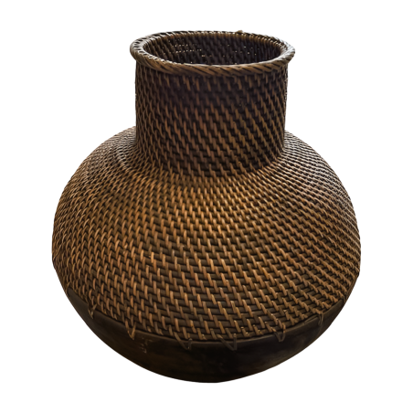 Vase rattan/wood bruin H48cm (80064)