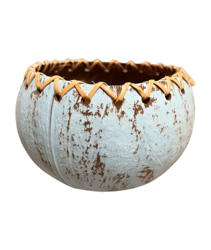 Bowl turq. coco rattan (3555)