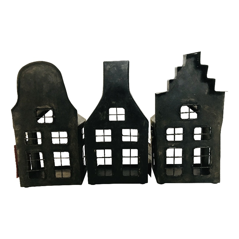 Iron house for candle  ass.13x9x2x6cm(5548)