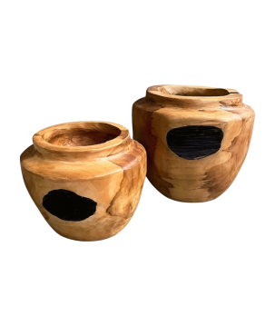 Teak vase L D25H23cm(80469)