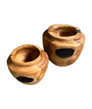 Teak vase L D25H23cm(80469)