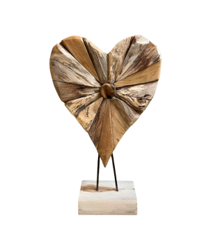 Heart teak on stand 40cm